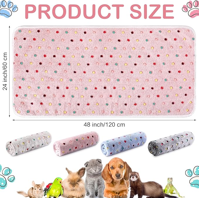4 Pcs Waterproof Guinea Pig Blankets Washable Small Animal Fleece Bedding Absorbent Guinea Pig Cage Liners Reusable Pet Pee Pad Sleep Mat Pad Cover for Hamster Ferret-PurrikoPets