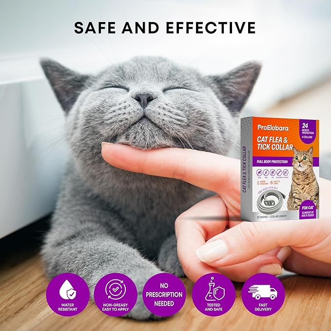 Flea and Tick Prevention Collars for Cats: Effective Pet Flea & Tick Treatment for Cats - Waterproof Adjustable Flea Tick Collars for Large & Small Cat, Outdoor Fleas Ticks Control for Kittens 4 Pack-PurrikoPets