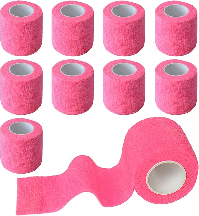 9 Pack 2" x 5 Yards Self Adhesive Bandage Wrap Self Stick Wrap for Ankle, Wrist, Finger, Sports, Breathable Cohesive Vet Tape for Pets (Pink)-PurrikoPets