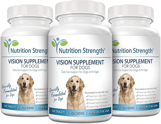 Eye Care for Dogs Daily Vision Supplement with Lutein, Zeaxanthin, Astaxanthin, CoQ10, Bilberry Antioxidants, Vitamin C, Vitamin E Support for Dog Eye Problems, 120 Chewable Tablets-PurrikoPets