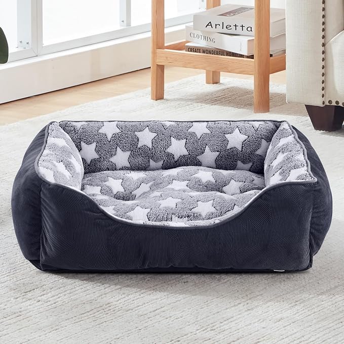 GASUR Rectangle Dog Bed for Large Dogs - Orthopedic, Durable and Anti-Slip. Cozy and Soft, Perfect for Sleeping. Warming Effect for Puppies. (M (30"x24"x9"), Black)-PurrikoPets