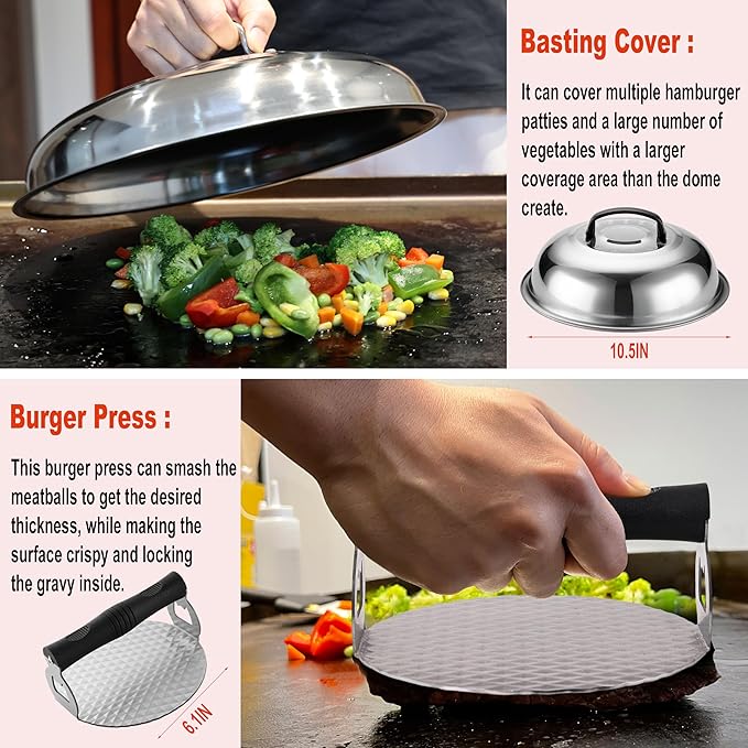 38PCS Flat Top Grill Accessories Set - Must Have for Your Outdoor with Professional Griddle Spatula, Cleaning Kit, Grill Basting Cover - Ideal Griddle Gift for Men Women-PurrikoPets