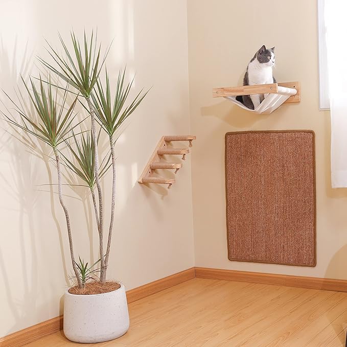 FUKUMARU Cat Scratcher Mat, 23.6 X 31.5 Inch Natural Sisal Cat Scratch Mats, Horizontal Cat Floor Scratching Pad Rug, Protect Carpets and Sofas Brown-PurrikoPets