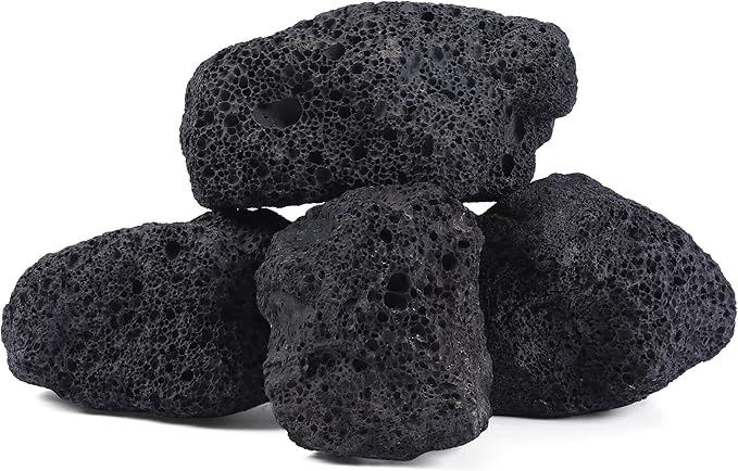 6-8 Inches Large Natural Black Lava Rock 4 PCS Aquarium Rocks for Aquascaping, Aquarium Landscaping, Terrariums, Fish Tank Decoration, Vivariums, Paludarium, Reptile and Amphibian Enclosures-PurrikoPets