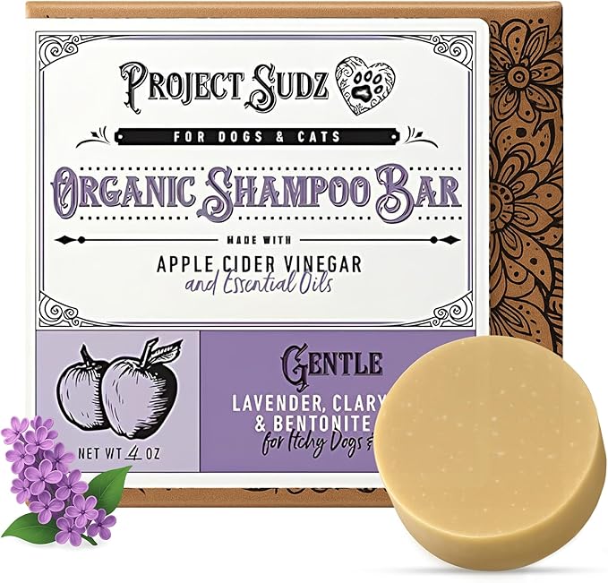 Gentle All Natural Dog Shampoo for Dry Coat for Sensitive Skin | Bar Shampoo for Dogs | Organic Dog Shampoo Sensitive Skin | Lavender (1)-PurrikoPets