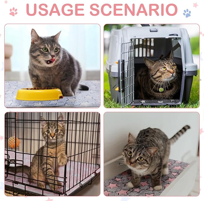 4 Pcs Waterproof Guinea Pig Blankets Washable Small Animal Fleece Bedding Absorbent Guinea Pig Cage Liners Reusable Pet Pee Pad Sleep Mat Pad Cover for Hamster Ferret (Cute Star Pattern, 24 x 16 Inch)-PurrikoPets