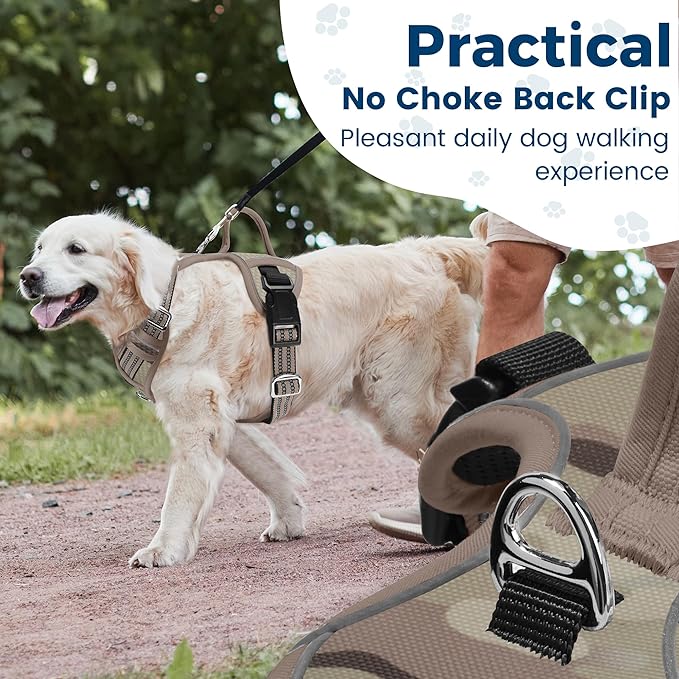 Funfox Dog Harness No Pull, Adjustable Pet Vest Harness, Super Soft Material with Vertical Handle Easy Control, Reflective Night Walking, 2 Leash Clips for XLarge Dogs, Camo Brown, XL-PurrikoPets