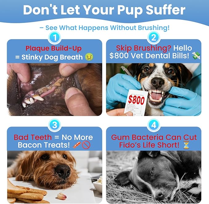 Dog Toothbrush Kit for Small Dogs - Puppy Tooth Brushing Kit with Finger Toothbrush & Soft Bristles, Dental Care Teeth Cleaning Set for Dogs and Cats-PurrikoPets