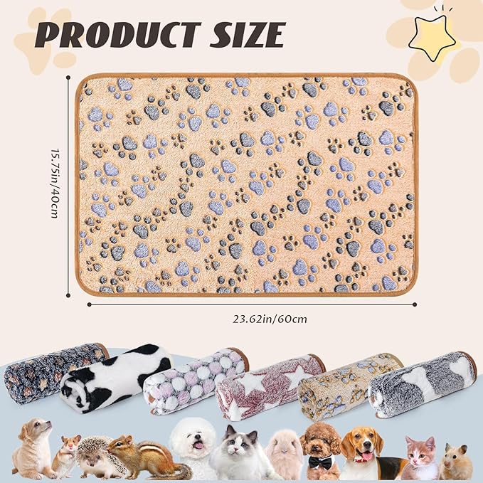 6 Pcs Absorbent Guinea Pig Blankets Washable Small Animal Fleece Bedding Cage Liners Reusable Pet Pee Pad Sleep Mat Pad Cover for Hamster Ferret Rabbit Chinchilla Hedgehog (16"x24")-PurrikoPets