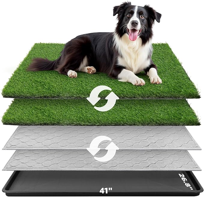 Dog Grass Large Potty Patch, Dog Litter Boxes Artificial Grass Bathroom Turf for Pet Training, Washable Puppy Pee Pad, Perfect Indoor/Outdoor Portable Potty Pet Loo-PurrikoPets