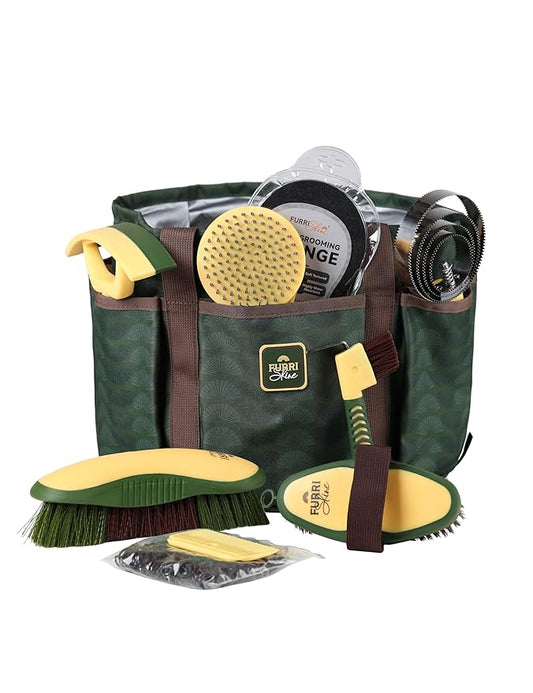 9PCS Horse Grooming Kit Curry Comb Sweat Scraper Horse Bathing Supplies Grooming Tools with Storage Bag Pasture Glow-PurrikoPets