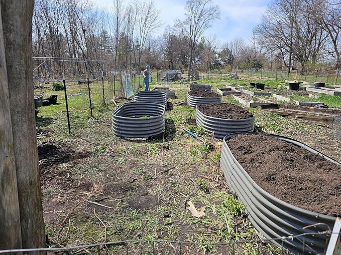 A ANLEOLIFE 8X4X1.5 ft Galvanized Raised Garden Beds Outdoor, Oval Large Metal Planter Box for Planting Vegetables Flowers Herb, Anti-Rust & Easy-Setup, Quartz Grey-PurrikoPets