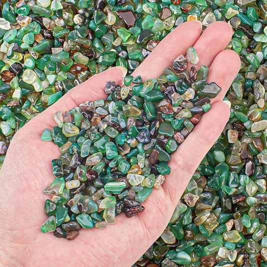3 Lb Green Agate Crushed Stone Crystal Chips Bulk, Natural Polished Aquarium Stones Pebbles Irregular Decorative Rocks for Fish Tank, Vase Fillers, Succulent Plants Decor-PurrikoPets