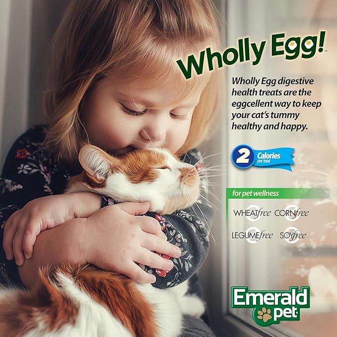 Emerald Pet Wholly Egg Digestive Health Cat Treats - Soft and Moist cat Treats for Healthy Digestion - Natural Prebiotics and Probiotics for cat Digestion - Chicken Treats, 2.5 oz-PurrikoPets