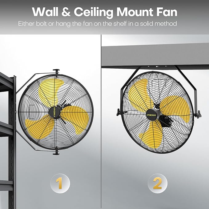 20 Inch Industrial Wall Mount Fan with 2 Pack, 5200 CFM Industrial Metal Wall Fans with Poweful Motor, 3 Speed, Heavy Duty Construction Indoor for Warehouse, Workshops, and Garage, UL Listed-PurrikoPets