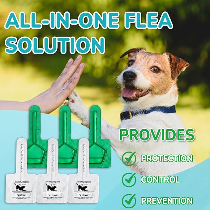 Flea and Tick Prevention for Small Dogs, 6-Month Supply Dog Flea and Tick Treatment Drops, Topical Fast-Acting Dog Flea Treatment for Small Dogs Up to 5 to 22 lbs-PurrikoPets