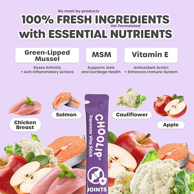 Grab & Go Squeeze Vita Stick Lickable Treats for Dogs & Cats. 49 Joint Support Sticks with Essential multivitamins. Soft and Tasty Paste for All Life Stages, Supporting Joints Health-PurrikoPets
