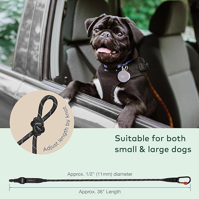 Dog Seat Belt for Car | Universal Dog Car Seatbelt | Durable Reflective Rope with Clip Hook Latch, Buckle and Alloy Carabiner- Safe and Secure Pet Safety Restraint-PurrikoPets