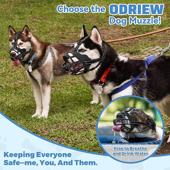 Dog Muzzle for Large Dogs, Breathable Basket Muzzles for Small, Medium and X-Large Aggressive Dog, Allows Panting Drinking, Suitable for Grooming Trimming Training (Black, 5)-PurrikoPets