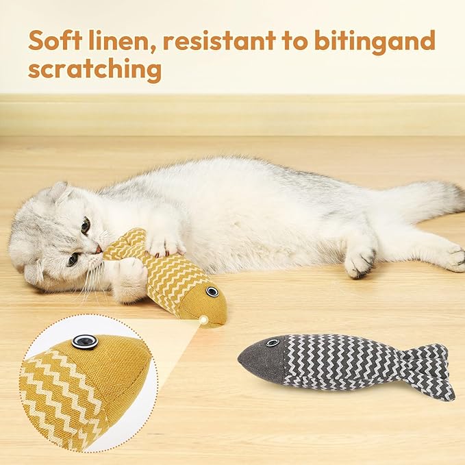 2 Pcs Catnip Toys Fish, Self Play, Cat Toys for Indoor Cats and Kitten, Catnip Cat Toy, Interactive Kitten Exercise Kicker Toys for Indoor Cats 7.8 Inches for All Breeds-PurrikoPets