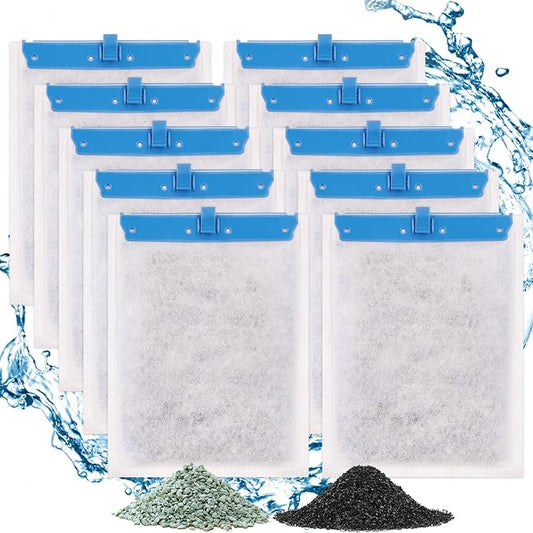 fishkeeper 10 Pack Large Filter Cartridges Compatible with Tetra Whisper Bio-Bag Filters Replacement Filter Cartridges for Whisper Power Filters 20i/40i /IQ20/30/45/60 PF20/30/40/60(Ready to Use)-PurrikoPets