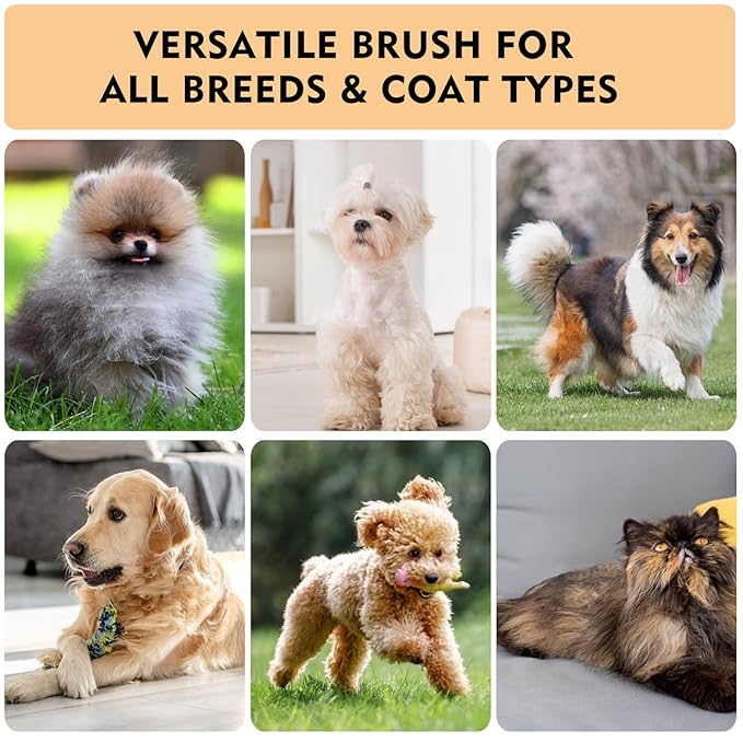 Dog Slicker Brush for Shedding & Grooming - Professional Dog Brush and Cat Brush with Coated Tips & Air-Cushion Design, Deshedding Tool Removes Undercoat Tangles & Loose Fur for Long/Short Hair Pets-PurrikoPets