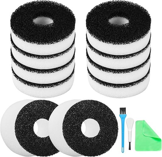 Foam and Carbon Rings Filter Replacement Compatible with Biorb Aquariums(10 carbon foams, 10 regular foams, 2 cleaning brushs and 1 piece cleaner pad)-PurrikoPets
