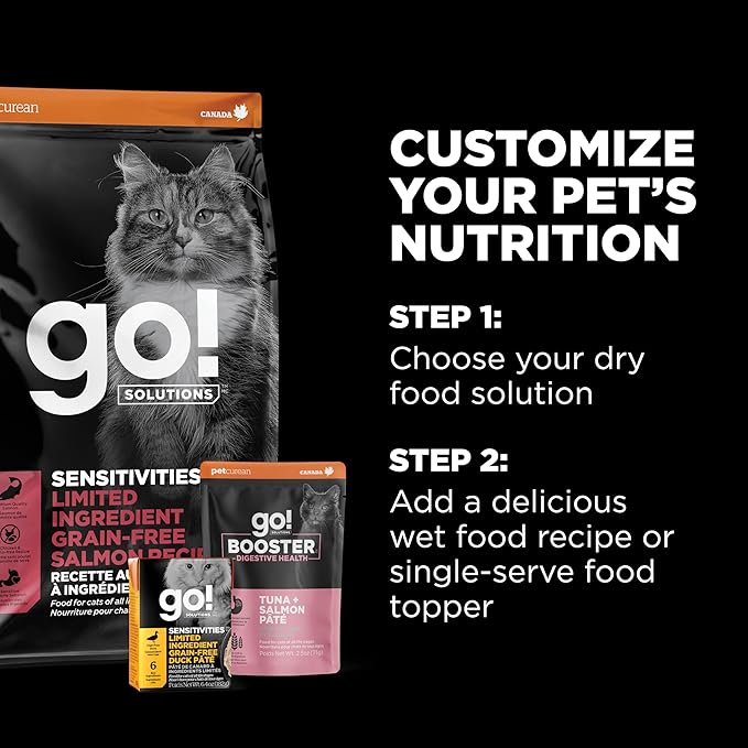 Go! Solutions Sensitivities Limited Ingredient, Grain-Free Dry Cat Food, Salmon Recipe for Sensitive Stomach, 12 lb Bag-PurrikoPets