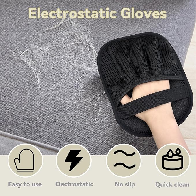 2 Packs Pet Hair Removal Glove,Pet Hair Remover for Cat & Dog,New Upgraded Electrostatic Gloves Pet Hair,Reusable Electro Static Pet Hair Remover Electrostatic Gloves for Furniture,Couch-PurrikoPets