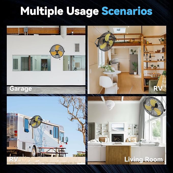 4580 CFM 18 inch High Velocity Wall Mounted Fan, 3-Speed Metal Fan with Sealed Motor, 360 Degree Tliting Heavy Duty Wall Fan for Patio, Barn, Garage, and Gazebo - UL listed-PurrikoPets