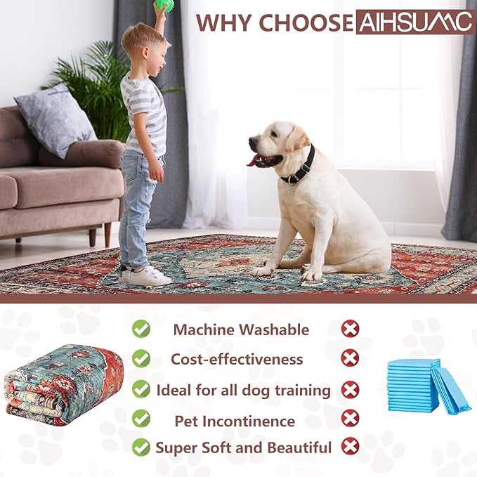 Extra Large Washable Pee Pads for Dogs (72"x72"), Upgrade Reusable Puppy Pads with Non-Slip Rug Pad, Super Thickening Absorbent Leakproof Dog Traning Pads Whelping Pad for Dogs, Doggie-PurrikoPets