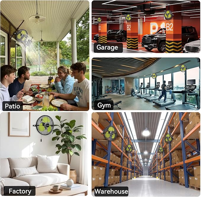 12 Inch Wall Fan Pro Series - Indoor High Velocity Wall Mount Fan for Commercial, Residential, Warehouse, Covered Patio, Shop, Garage, Barn, Gazebo 3 Speed 2800 CFM UL Safety Listed-PurrikoPets