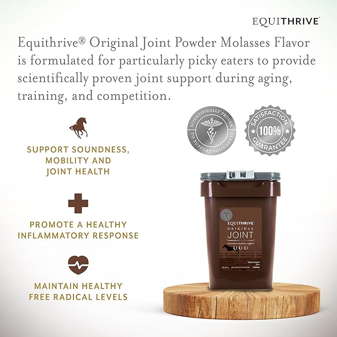 Equithrive Original Joint Supplement Powder with Resveratrol and Hyaluronic Acid for Horses, Equine Care, Molasses Flavor, 8 lbs-PurrikoPets