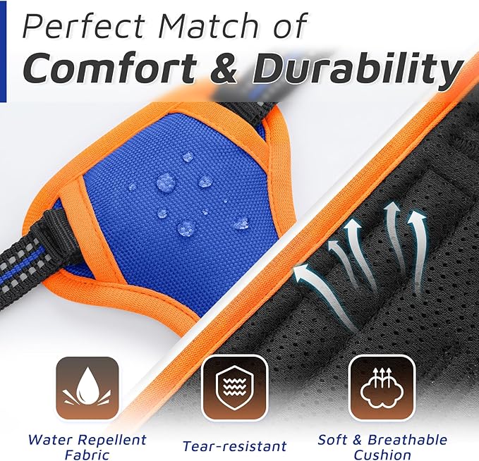 Eagloo Small Dog Harness No Pull, Service Vest with Reflective Strips and Control Handle, Adjustable and Comfortable for Walking, No Choke Pet Harness with 2 Metal Rings, Blue & Orange, XS-PurrikoPets