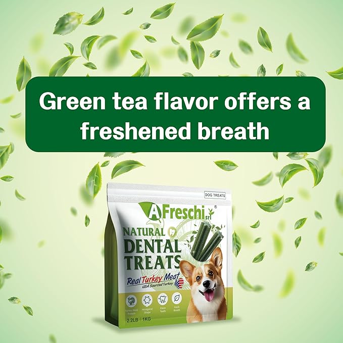 Afreschi Turkey Dental Sticks for Dogs, 2.2 lb – All Natural Dog Chews, USA-Sourced Trukey, Hypoallergenic, Long-Lasting Chew for Puppies and Adult Dogs, Grain-Free, Signature Series-PurrikoPets