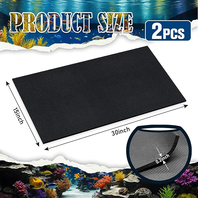 15 x 30 x 0.2 Inches Aquarium Leveling Mat 2PCS/Set Neoprene Non-Slip Shockproof Fish Tank Pad Waterproof Textured Surface for Uneven Surfaces Durable Fish Tank Mat with Easy-Cut Edges-PurrikoPets