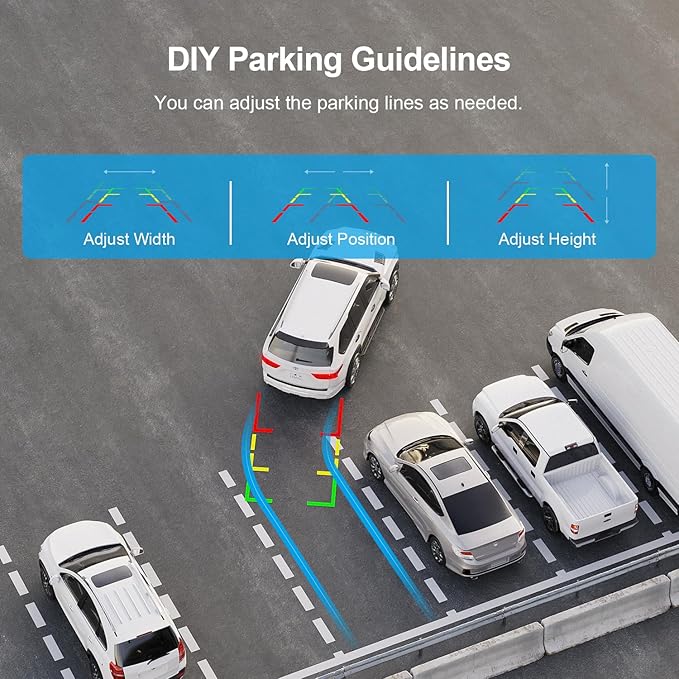 Fookoo HD 1080P 5-inch Wireless Backup Camera, 5" Split Screen Monitor Rear View Licence Plate Camera, DIY Guide Lines Wide Angle IP69 Waterproof Easy to Install for Car Pickup Van SUV - DW5CT-PurrikoPets