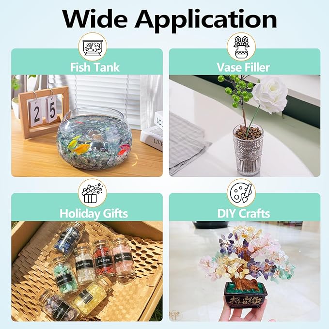 3 Lb Tiger Eye Aquarium Gravel Rocks Polished Tumbled Crushed Stones, Natural Crushed Stone Crystal Chips Decorative for Fish Tank||Vase Filler|Succulent Plants Decor, 6mm-9mm-PurrikoPets