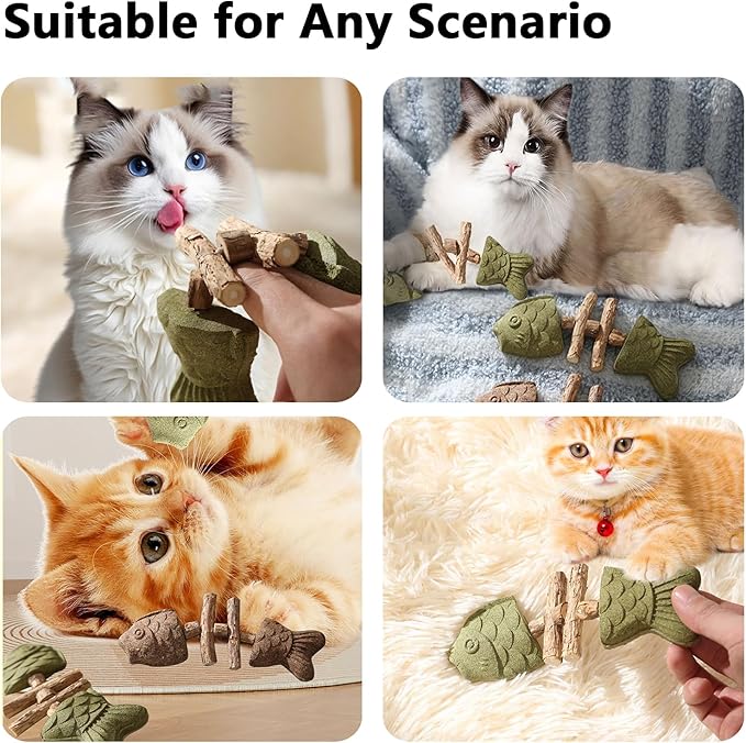 3 Pack Catnip Toys, Healthy Cat & Kitten Teeth Cleaning Dental Chew Toy, Contain Catnip, Natural Silvervine, and Gall Fruit, Interactive Cat Toys for Indoor Cats, are Edible for All Cats Breeds-PurrikoPets