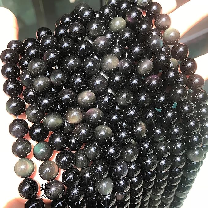 45PCS 8mm AAA Natural Black Obsidian Stone Beads Gemstone Round Loose Beads for Jewelry Making DIY Bracelet Necklace 15" Inch