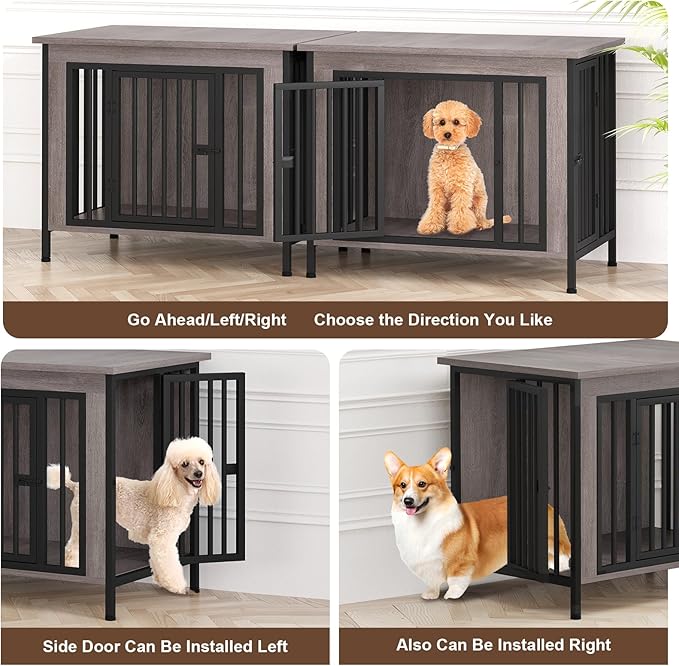 EasyCom 31.5" Small Dog Crate Furniture, Chew-Resistant Dog Crates for Small and Medium Dogs, Dog Kennel Furniture Indoor with 2 Doors and 3.94" Raised Feet, as TV Stand, End Table, Crate Table-PurrikoPets