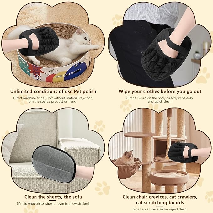 2 Pack Pet Hair Remover Gloves,2025 Upgraded Static Removal Gloves, for Pet Hair, Cat & Dog Hair Removal Tool for Couch,Furniture, Carpet, Car Seat, Pet Grooming-PurrikoPets