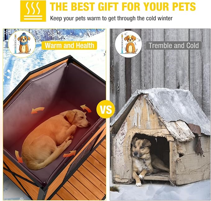 Aivituvin Large Dog House Outdoor Insulated Dog Kennel with Insulated Liner for Winter-PurrikoPets