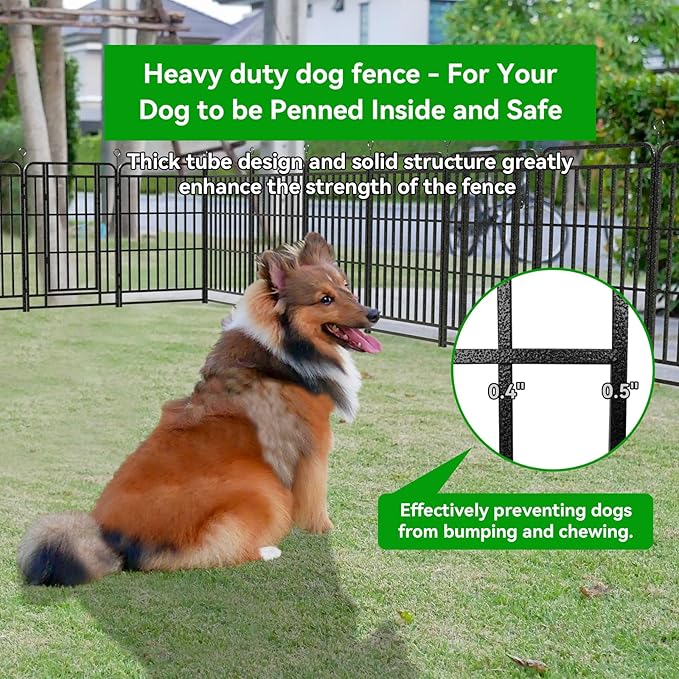 Dog Playpen Outdoor 12 Panels Heavy Duty Dog Fence 40" Height with Thick Pipe Anti-Rust with Doors Portable for RV Camping Yard, Total 27FT, 57 Sq.ft, Snowy Black-PurrikoPets