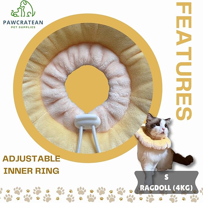 Adjustable Comfy Flower Style Elizabeth Collar for Cats Puppies Soft Recovery Cone Pet Protective Neck Collar (Yellow, Small)-PurrikoPets