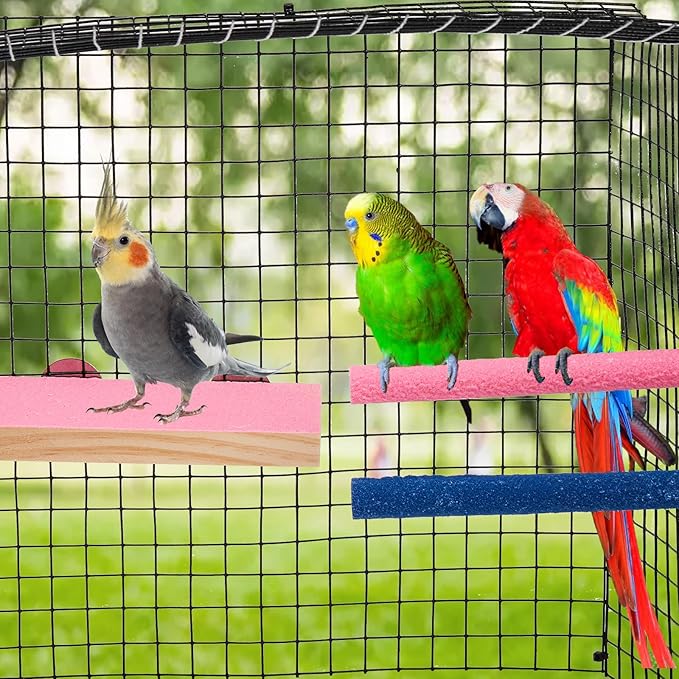 8 Pcs Bird Perch Stand Toy, Colorful Wood Parrot Perch Stand Platform Paw Grinding Stick, Bird Cage Accessories for Budgies,Parakeet,Cockatiel, Lorikeet, Conure-PurrikoPets