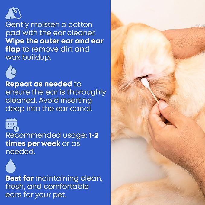 Ear Cleaner Drops & Wash Solution for Cats and Dogs – Gentle Ear Hygiene, Wax Removal & Odor Control for Pets-PurrikoPets