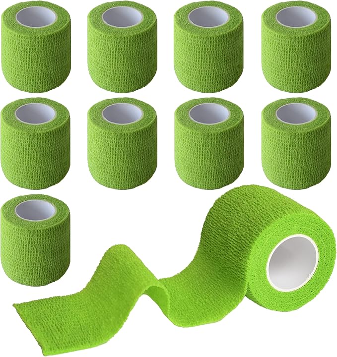 9 Pack 2" x 5 Yards Self Adhesive Bandage Wrap Self Stick Wrap for Ankle, Wrist, Finger, Sports, Breathable Cohesive Vet Tape for Pets (Grass Green)-PurrikoPets