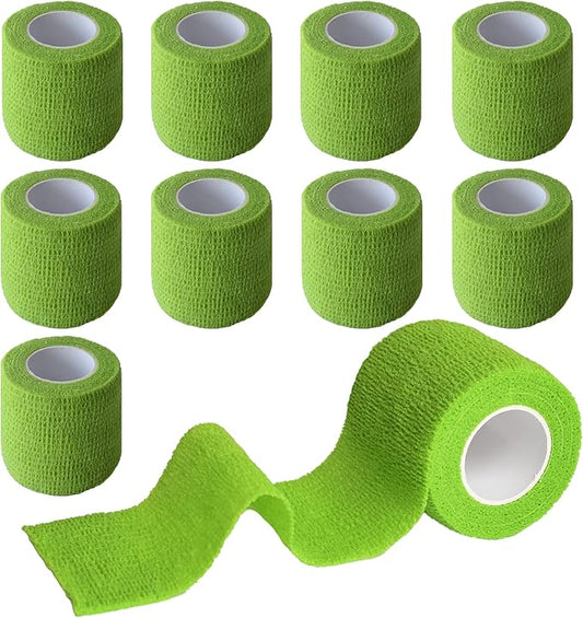 9 Pack 2" x 5 Yards Self Adhesive Bandage Wrap Self Stick Wrap for Ankle, Wrist, Finger, Sports, Breathable Cohesive Vet Tape for Pets (Grass Green)-PurrikoPets