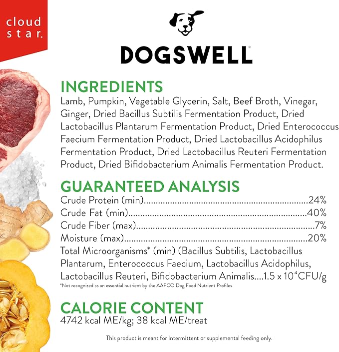 DOGSWELL Gut Health Mini Jerky Functional Dog Treats, Lamb 4 oz. Bag-PurrikoPets